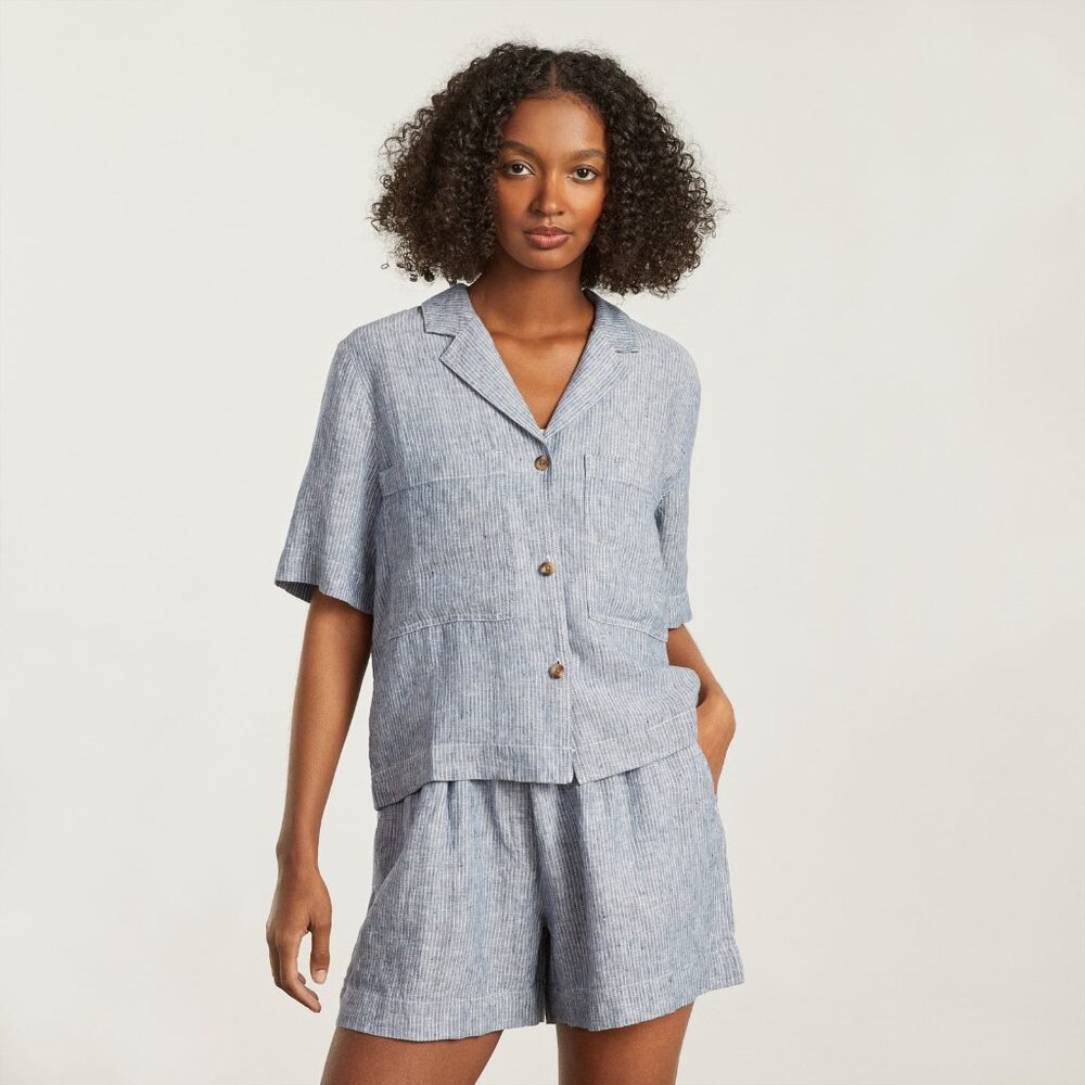 Everlane The Linen Workwear Shirt Blue Base - Size S